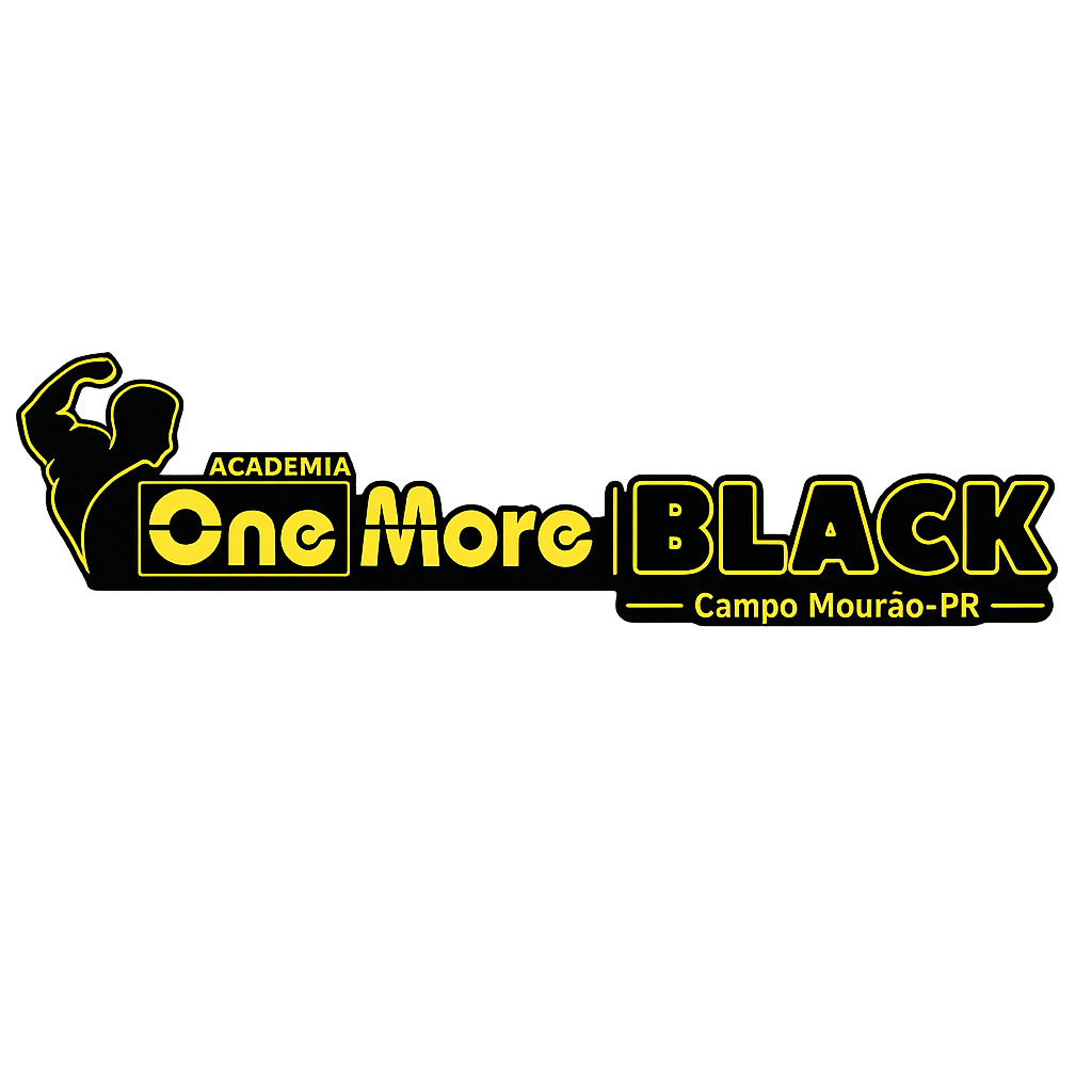 Logo Academia One More Black Campo Mourão